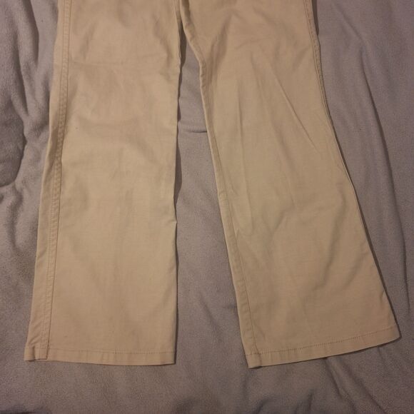 Tommy Hilfiger Stretch-Wmn 10 Beige Chino Khaki Bootcut Flare Pocket Flp *spots* - Picture 2 of 16